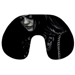 Beauty Woman Black And White Photo Illustration Travel Neck Pillow by dflcprintsclothing