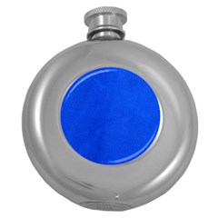 Leather Smooth 22 Blue Round Hip Flask (5 Oz) by skindeep