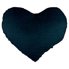 Leatherette 2 Blue Large 19  Premium Heart Shape Cushions by skindeep