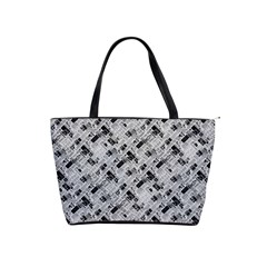 8 Bit Newspaper Pattern, Gazette Collage Black And White Classic Shoulder Handbag by Casemiro