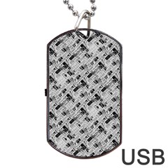 8 Bit Newspaper Pattern, Gazette Collage Black And White Dog Tag Usb Flash (two Sides) by Casemiro