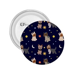 Terrier Cute Dog With Stars Sun And Moon 2 25  Buttons by SychEva