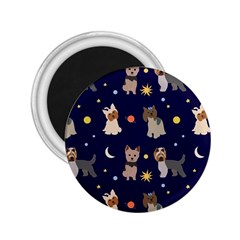 Terrier Cute Dog With Stars Sun And Moon 2 25  Magnets by SychEva