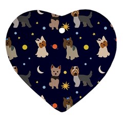 Terrier Cute Dog With Stars Sun And Moon Ornament (heart)