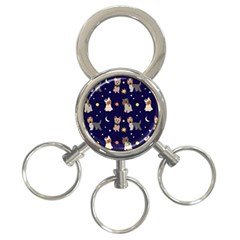 Terrier Cute Dog With Stars Sun And Moon 3-ring Key Chain by SychEva