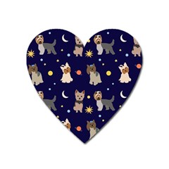 Terrier Cute Dog With Stars Sun And Moon Heart Magnet by SychEva