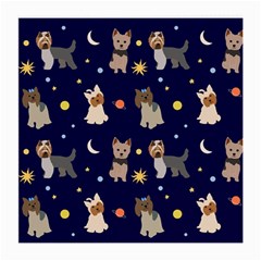 Terrier Cute Dog With Stars Sun And Moon Medium Glasses Cloth (2 Sides) by SychEva