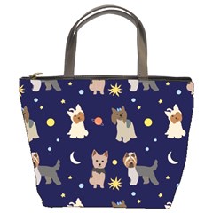 Terrier Cute Dog With Stars Sun And Moon Bucket Bag by SychEva