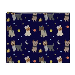Terrier Cute Dog With Stars Sun And Moon Cosmetic Bag (xl) by SychEva