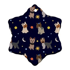 Terrier Cute Dog With Stars Sun And Moon Ornament (snowflake) by SychEva