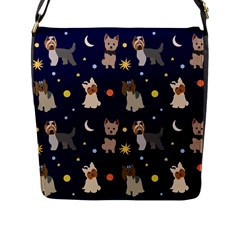 Terrier Cute Dog With Stars Sun And Moon Flap Closure Messenger Bag (l) by SychEva