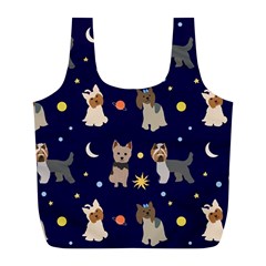 Terrier Cute Dog With Stars Sun And Moon Full Print Recycle Bag (l) by SychEva