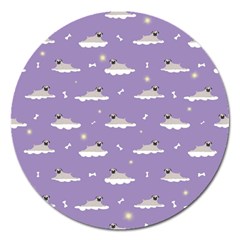 pug dog on a cloud Magnet 5  (Round)