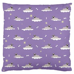 Pug Dog On A Cloud Large Cushion Case (two Sides) by SychEva