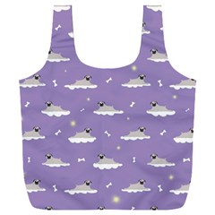 Pug Dog On A Cloud Full Print Recycle Bag (xxl) by SychEva