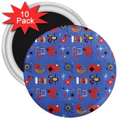 Blue 50s 3  Magnets (10 Pack)  by InPlainSightStyle
