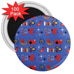 Blue 50s 3  Magnets (100 Pack) by InPlainSightStyle