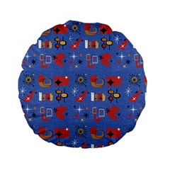 Blue 50s Standard 15  Premium Flano Round Cushions by InPlainSightStyle