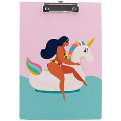 Summer Dog Girl Surfboard A4 Clipboard by walala