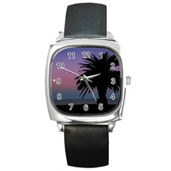 Sunset Coastal Scene, Montevideo Uruguay Square Metal Watch by dflcprintsclothing