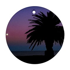 Sunset Coastal Scene, Montevideo Uruguay Round Ornament (two Sides) by dflcprintsclothing