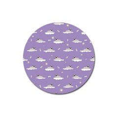 Cheerful Pugs Lie In The Clouds Magnet 3  (round) by SychEva