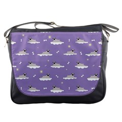 Cheerful Pugs Lie In The Clouds Messenger Bag by SychEva