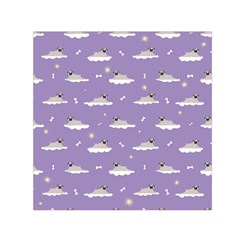 Cheerful Pugs Lie In The Clouds Small Satin Scarf (square) by SychEva