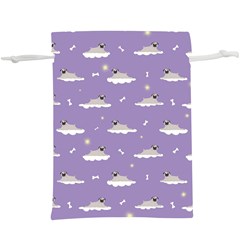 Cheerful Pugs Lie In The Clouds  Lightweight Drawstring Pouch (xl) by SychEva