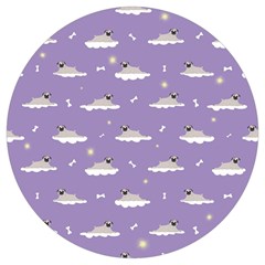 Cheerful Pugs Lie In The Clouds Round Trivet by SychEva