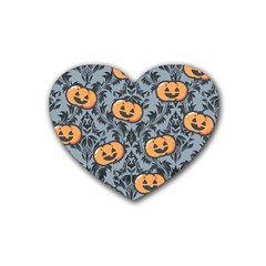 Halloween Jack O Lantern Rubber Coaster (heart)  by InPlainSightStyle
