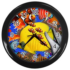 Swimming With The Fishes Wall Clock (black) by impacteesstreetwearcollage