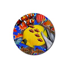 Swimming With The Fishes Rubber Coaster (round)  by impacteesstreetwearcollage