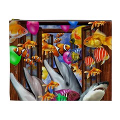 Outside The Window-swimming With Fishes Cosmetic Bag (xl) by impacteesstreetwearcollage