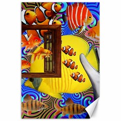 Outside The Window-swimming With Fishes 2 Canvas 24  X 36  by impacteesstreetwearcollage
