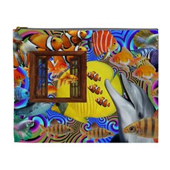 Outside The Window-swimming With Fishes 2 Cosmetic Bag (xl) by impacteesstreetwearcollage