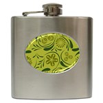 Folk flowers pattern  Hip Flask (6 oz) Front