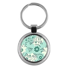 Folk Flowers Pattern  Key Chain (round) by Eskimos