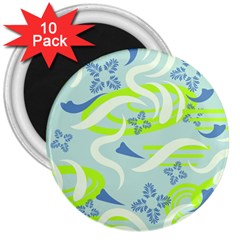 Folk Flowers Pattern  3  Magnets (10 Pack)  by Eskimos