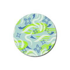 Folk flowers pattern  Rubber Coaster (Round) 