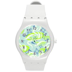 Folk Flowers Pattern  Round Plastic Sport Watch (m) by Eskimos