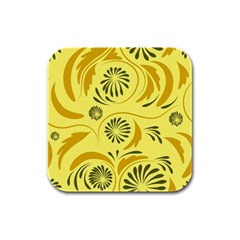 Folk Flowers Pattern  Rubber Square Coaster (4 Pack)  by Eskimos