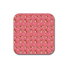 Cute Corgi Dogs Rubber Coaster (Square) 