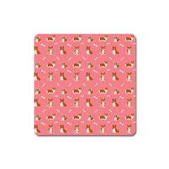 Cute Corgi Dogs Square Magnet