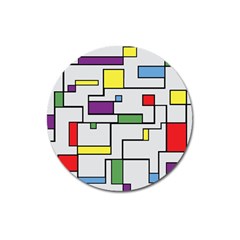 Colorful Rectangles Magnet 3  (round) by LalyLauraFLM