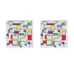 Colorful Rectangles Cufflinks (square) by LalyLauraFLM