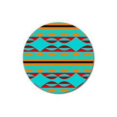 Shapes On A Blue Background Magnet 3  (round) by LalyLauraFLM