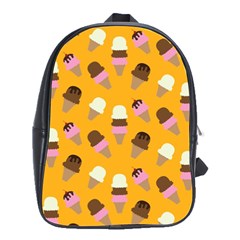 Ice Cream On An Orange Background Pattern                                                             School Bag (large)