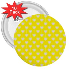 Purple Hearts On Yellow Background 3  Buttons (10 Pack)  by SychEva