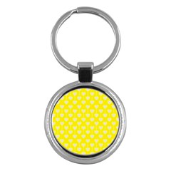 Purple Hearts On Yellow Background Key Chain (round) by SychEva